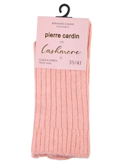 Pierre Cardin Calze corte donna in misto lana e cashmere a costine - rosa