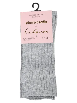 Pierre Cardin Calze corte donna in misto lana e cashmere a costine - grigio