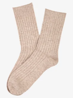 Pierre Cardin Calze corte donna in misto lana e cashmere a costine - beige