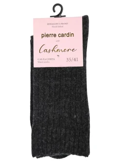 Pierre Cardin Calze corte donna in misto lana e cashmere a costine - nero