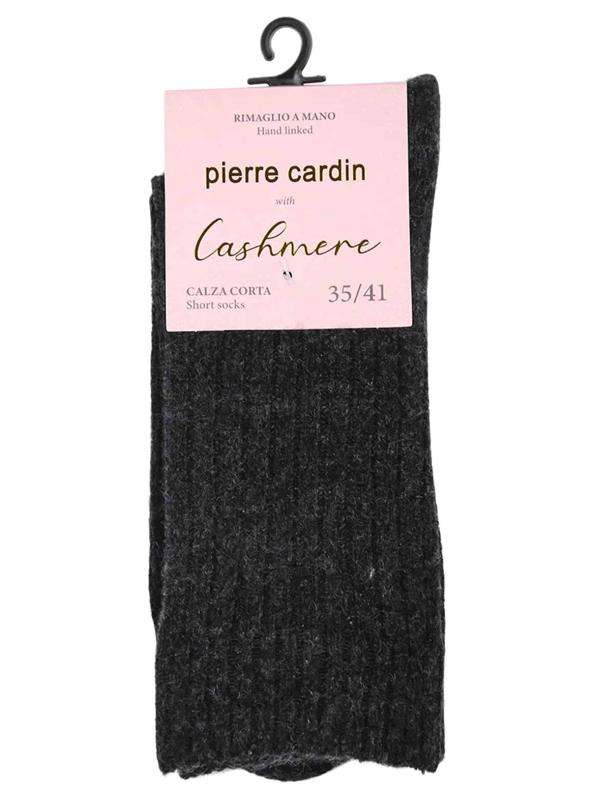 Pierre Cardin Calze corte donna in misto lana e cashmere a costine - nero