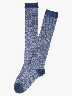 Pierre Cardin Calze lunghe da donna con stampa spigata e lurex - azzurro