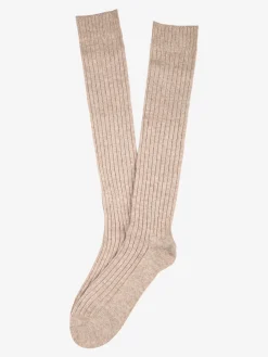 Pierre Cardin Calze lunghe da uomo in misto lana e cashmere a coste - beige