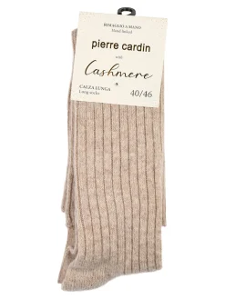 Pierre Cardin Calze lunghe da uomo in misto lana e cashmere a coste - beige