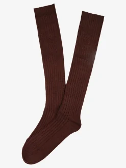 Pierre Cardin Calze lunghe da uomo in misto lana e cashmere a coste - marrone
