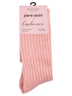 Pierre Cardin Calze lunghe in misto lana e cashmere a costine - rosa