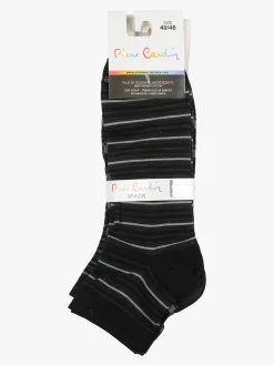Pierre Cardin Confezione da 3 paia di calze corte rigate da uomo in filo di scozia