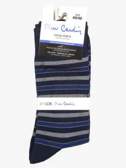 Pierre Cardin Confezione da 3 paia di calze corte da uomo rigate in filo di scozia