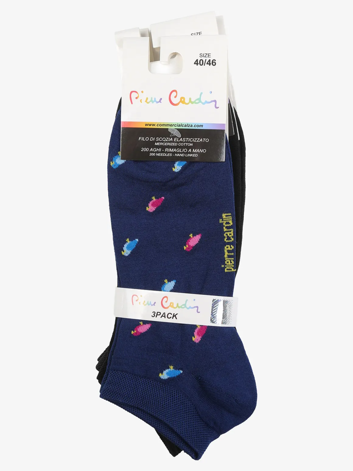 Pierre Cardin Confezione da 3 paia di calze corte da uomo in filo di scozia con stampe