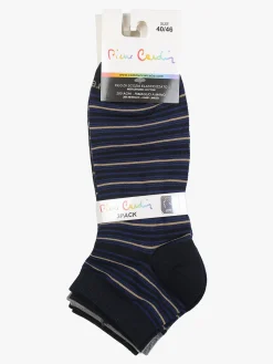 Pierre Cardin Confezione da 3 paia di calze corte rigate da uomo in filo di scozia