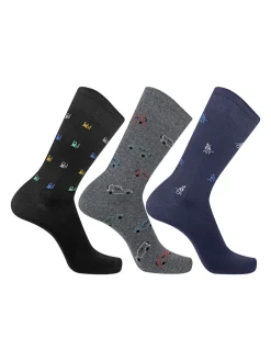 Pierre Cardin 3 Paia di calze corte da uomo con stampe