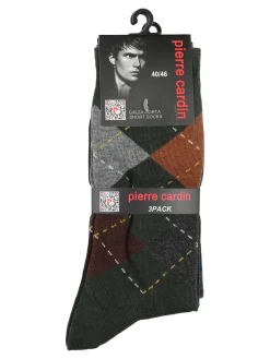 Pierre Cardin 3 Paia di calze corte da uomo a rombi in caldo cotone
