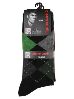 Pierre Cardin 3 Paia di calze corte da uomo a rombi in caldo cotone