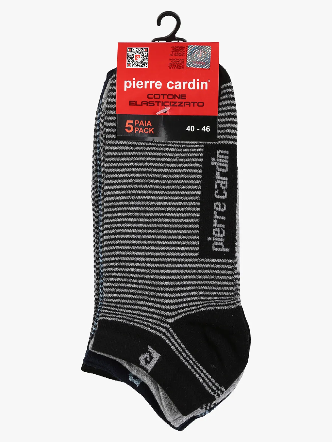 Pierre Cardin Set di 5 paia di calze corte rigate da uomo