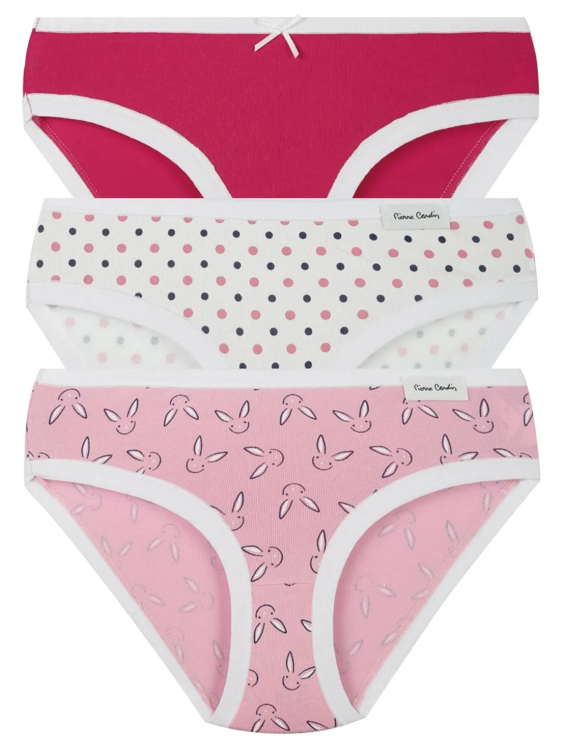 Pierre Cardin Tris di slip da bambina in cotone