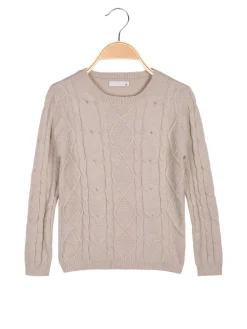 Pink Baby Maglione a treccia da bambina con sciarpa