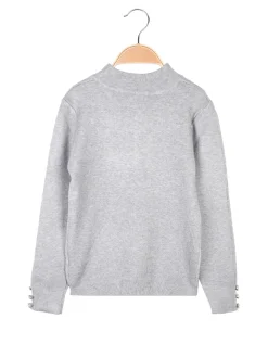 Pink Baby Pullover da bambina in maglia con collo a lupetto