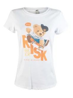 Pink Black T-shirt donna in cotone con stampa
