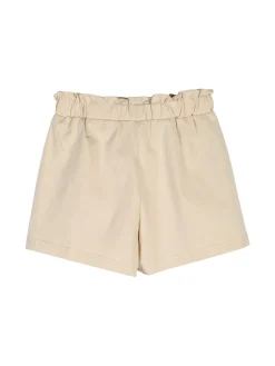 Pink Girl Completo corto da bambina 2 pezzi top e shorts con micro borchie - beige