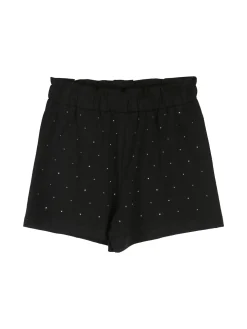 Pink Girl Completo corto da bambina 2 pezzi top e shorts con micro borchie - nero
