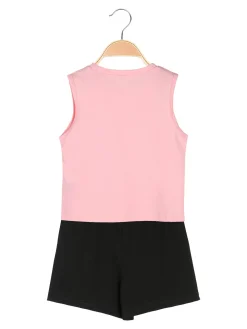 Pink Girl Completo corto da bambina 2 pezzi top e shorts con micro borchie - nero
