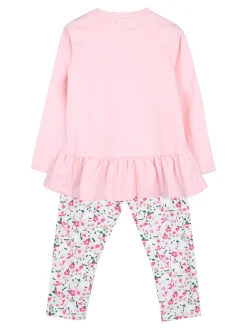 Pink Girl Completo 2 pezzi da neonata con leggings floreali - rosa