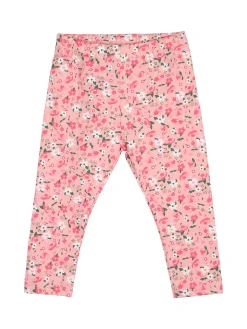 Pink Girl Completo 2 pezzi da neonata con leggings floreali - bianco