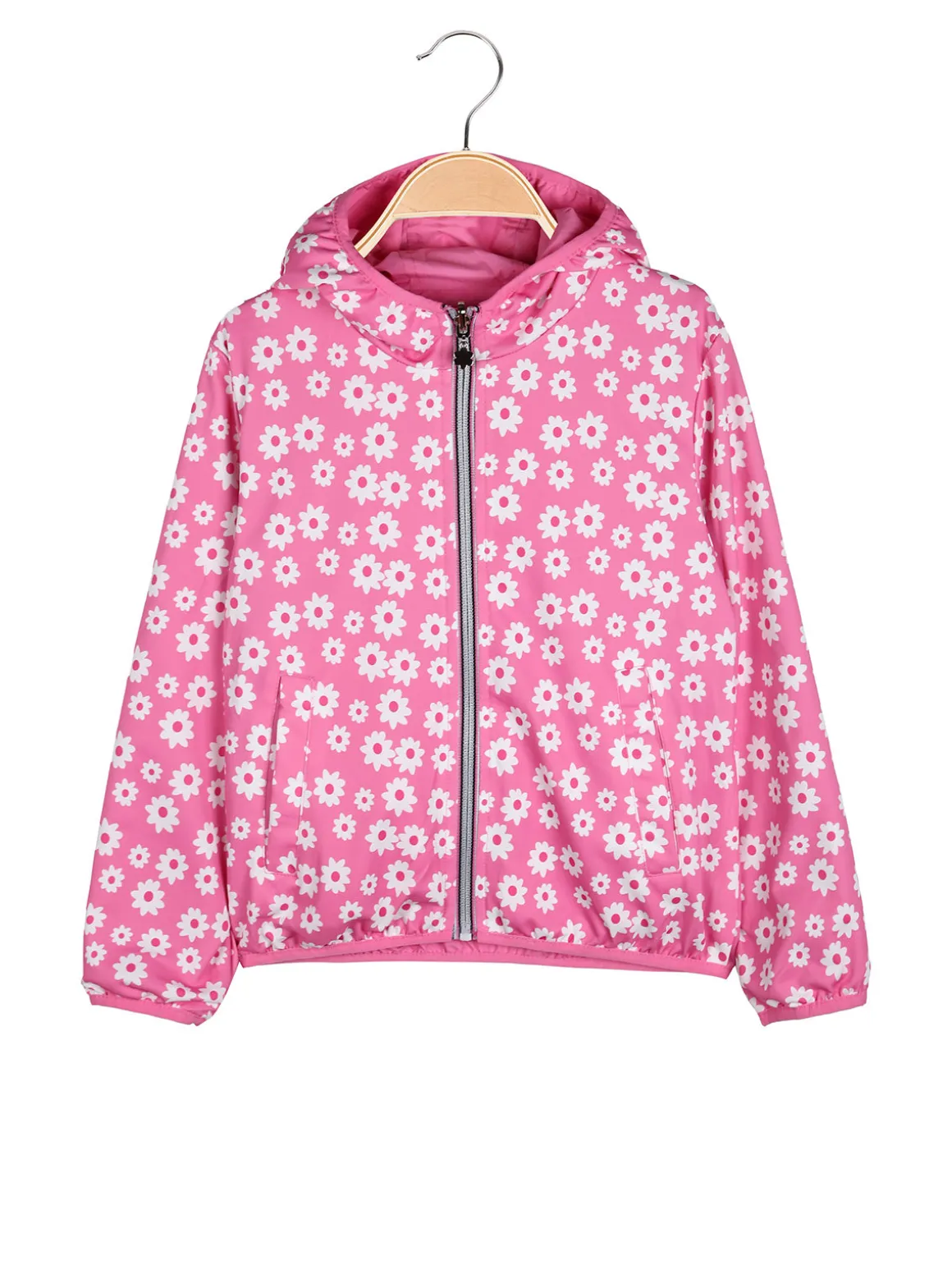 Pink Girl Giacca a vento da bambina doubleface con cappuccio - fucsia