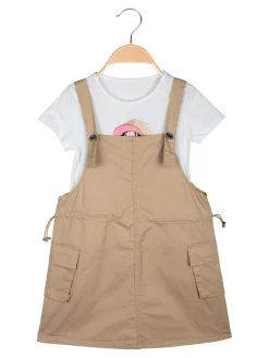Pink Rabbit Abito a salopette da bambina con t-shirt