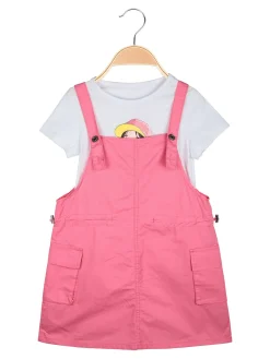 Pink Rabbit Abito a salopette da bambina con t-shirt