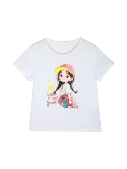 Pink Rabbit Abito a salopette da bambina con t-shirt