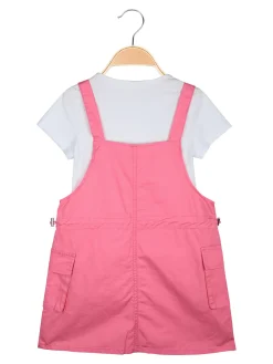 Pink Rabbit Abito a salopette da bambina con t-shirt