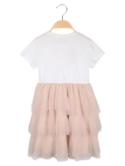 Pink Rabbit Abito da bambina a maniche corte con gonna a balze in tulle