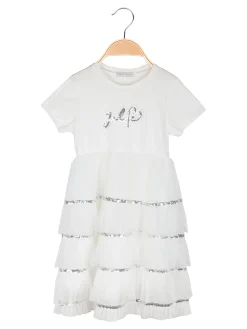 Pink Rabbit Abito da bambina a maniche corte con gonna in tulle e paillettes