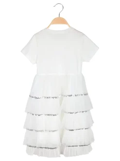 Pink Rabbit Abito da bambina a maniche corte con gonna in tulle e paillettes