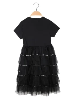 Pink Rabbit Abito da bambina a maniche corte con gonna in tulle e paillettes