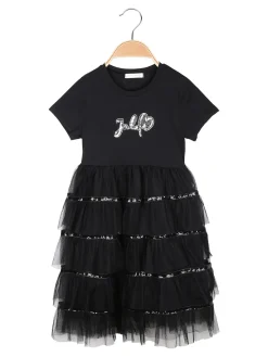 Pink Rabbit Abito da bambina a maniche corte con gonna in tulle e paillettes