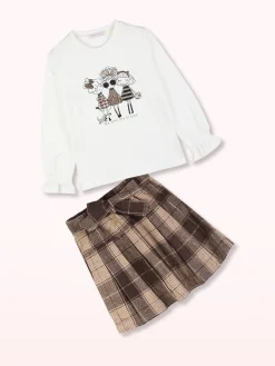Pink Rabbit Completo 2 pezzi da bambina con gonna corta