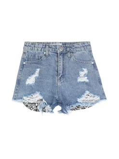 Pink Rabbit Shorts in jeans da bambina vita alta