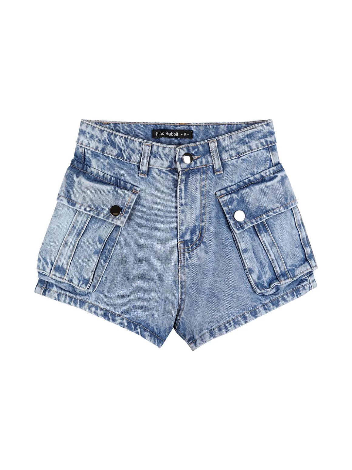 Pink Rabbit Shorts in jeans da bambina a vita alta