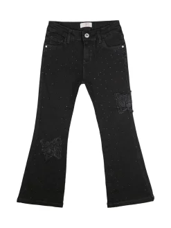 Pink Shell Jeans a zampa da bambina con strass - nero