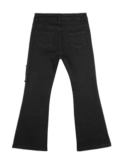 Pink Shell Jeans a zampa da bambina con strass - nero