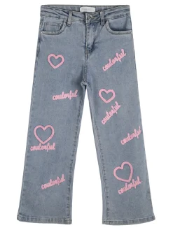 Pink Shell Jeans baggy da bambina con ricami - jeans