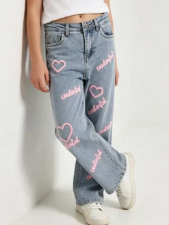 Pink Shell Jeans baggy da bambina con ricami - jeans