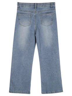 Pink Shell Jeans da bambina a gamba dritta con micro borchie e strass - jeans