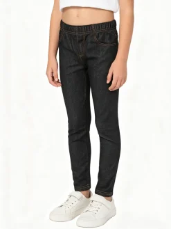 Pink Shell Jeggings da bambina con interno felpato - nero