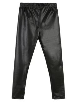 Pink Shell Leggings da bambina in similpelle