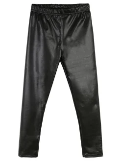 Pink Shell Leggings da bambina in similpelle