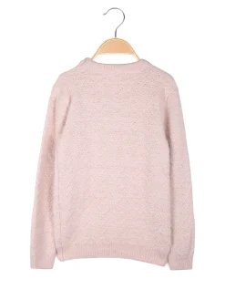 Pink Shell Maglione lurex da bambina con dettaglio in tulle - rosa