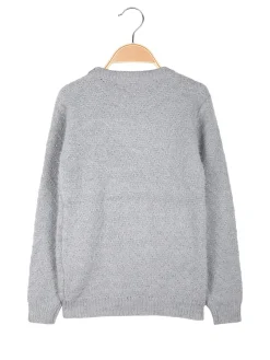 Pink Shell Maglione lurex da bambina con dettaglio in tulle - grigio